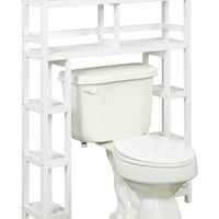 White Finish 2 Tier Solid Wood Over Toilet Organizer