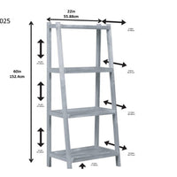 60" Bookcase with 4 Shelves in Graphite