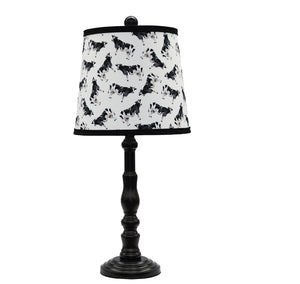 Black Traditional Table Lamp with Cow Printed Shade