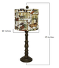 Brown Traditional Table Lamp with Woodland Animal Printed Shade
