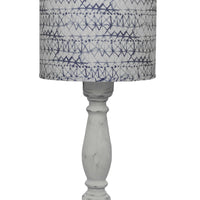 Distressed White Table Lamp with Patterned Shade