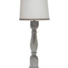 Brown Washed Wood Finish Table Lamp with White Linen Shade