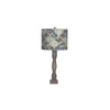 Distressed Brown Table Lamp with Moroccan Tile Design Shade