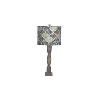 Distressed Brown Table Lamp with Moroccan Tile Design Shade