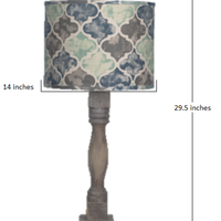 Distressed Brown Table Lamp with Moroccan Tile Design Shade