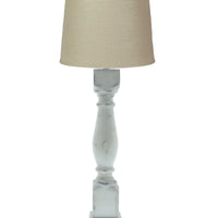 Distressed White Table Lamp with Linen Fabric Shade