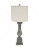 White Washed Wood Finish Table Lamp with Ivory Linen Shade