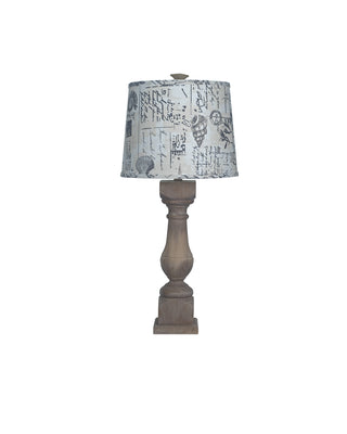 Brown Washed Wood Finish Table Lamp with Nautical Patchwork Shade