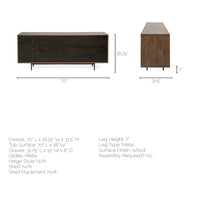 Medium Brown Solid Mango Wood Finish Sideboard With 6 Easy Sliding Drawers