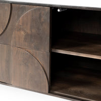 Brown Solid Mango Wood Finish Sideboard With 4 Cabinet Doors