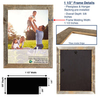 16"x22" Rustic Smoky Black Picture Frame with Plexiglass Holder