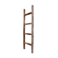 4 Step Rustic Weathered Grey Wood Ladder Shelf