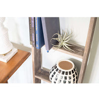 4 Step Rustic Weathered Grey Wood Ladder Shelf