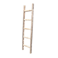 4 Step Rustic Weathered Grey Wood Ladder Shelf