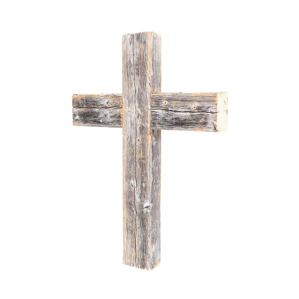 Rustic Weathered Grey Reclaimed Wood Cross Decoration