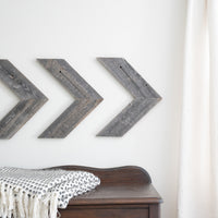 Set of 3 Rustic Weathered Grey Wood Chevron Arrow