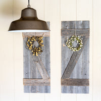 Set of 2 Rustic Natural Weathered Grey Wood Window Shutters with Hanger