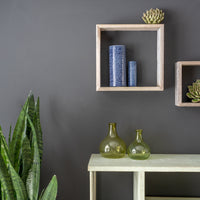 Set of 3 Square Espresso Reclaimed Wood Open Box Shelve