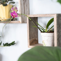 Set of 3 Square Rustic White Wash Wood Open Box Shelve