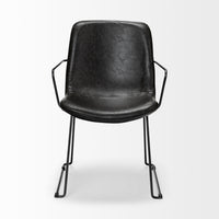 Black Faux Leather with Seat Black Iron Frame Dining Chair