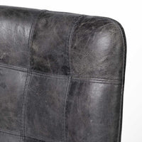 Black Leather Seat with Black Metal Frame Dining Chair