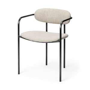 Beige Fabric Seat with Gun Metal Grey Iron Frame Dining Chair