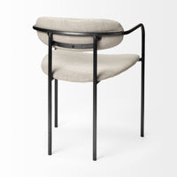 Beige Fabric Seat with Gun Metal Grey Iron Frame Dining Chair