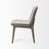 Grey Fabric Wrap with Medium Brown Wood Base Dining Chair