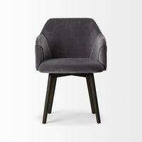 Grey Velvet Wrap with Black Wooden Base Dining Chair