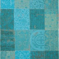 8' x 10' Azur Light Blue Dark Blue and Red Patchwork Design Area Rug