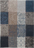 6' x 7' Blue Grey Patchwork Design Area Rug