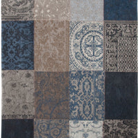 6' x 7' Blue Grey Patchwork Design Area Rug