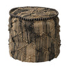 Tan Jute Cylindrical Pouf with Popcorn Stich