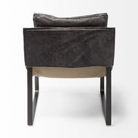 Black Leather Body Accent Chair with Metal Frame