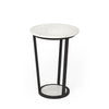 15" Round White Marble Top Accent Table with Black Metal Frame