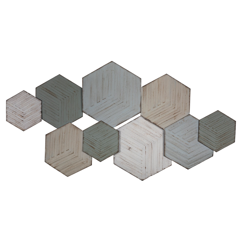 Textured Hexagon Metal Centerpiece Wall Decor