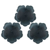 Set of 3 Blue Metal Flowers Wall Décor