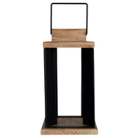 Natural Wood and Black Metal Open Lantern Decor