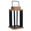 Natural Wood and Black Metal Open Lantern Decor