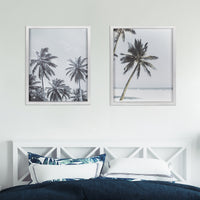 Multie Palm Trees White Wood Framed Wall Art