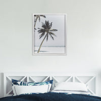 Single Palm Tree White Wood Framed Wall Art