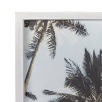 Single Palm Tree White Wood Framed Wall Art