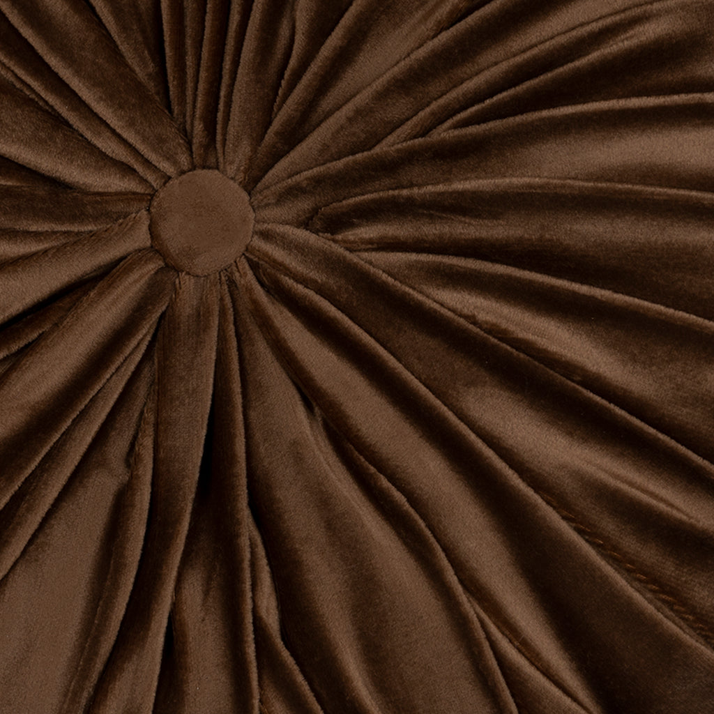 Brown Round Tufted Velvet Pillow