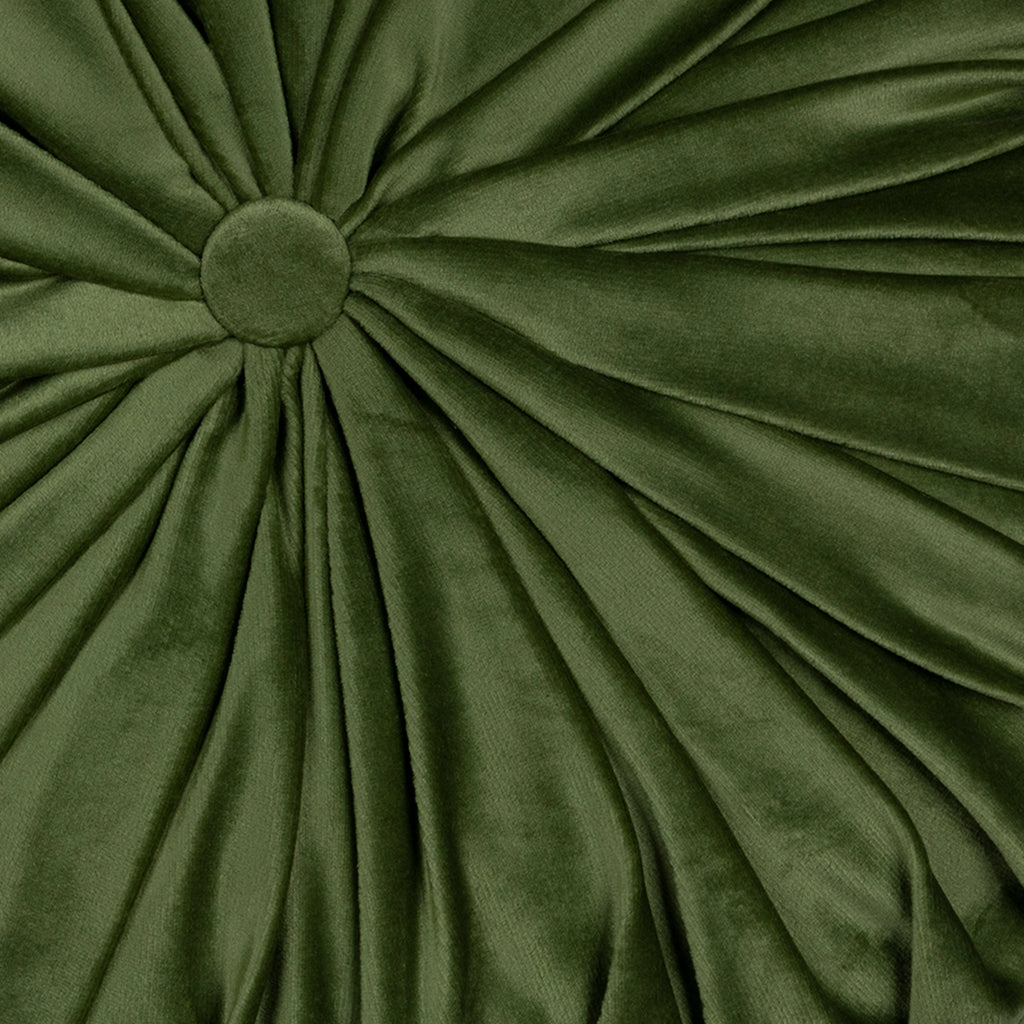 Green Round Tufted Velvet Pillow