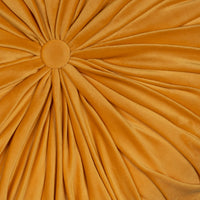 Dark Yellow Round Tufted Velvet Pillow