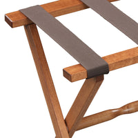 Light Walnut Wood Straight Leg Luggage Rack with 4 Brown Nylon Straps