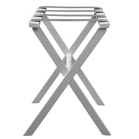 White Wood Straight Leg Luggage Rack with 4 Grey Nylon Straps