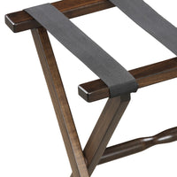 Dark Walnut Wood Straight Leg Luggage Rack with 4 Black Nylon Straps