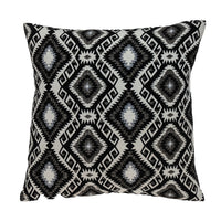 Jet Black and White Geo Throw Pillow