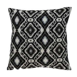 Jet Black and White Geo Throw Pillow